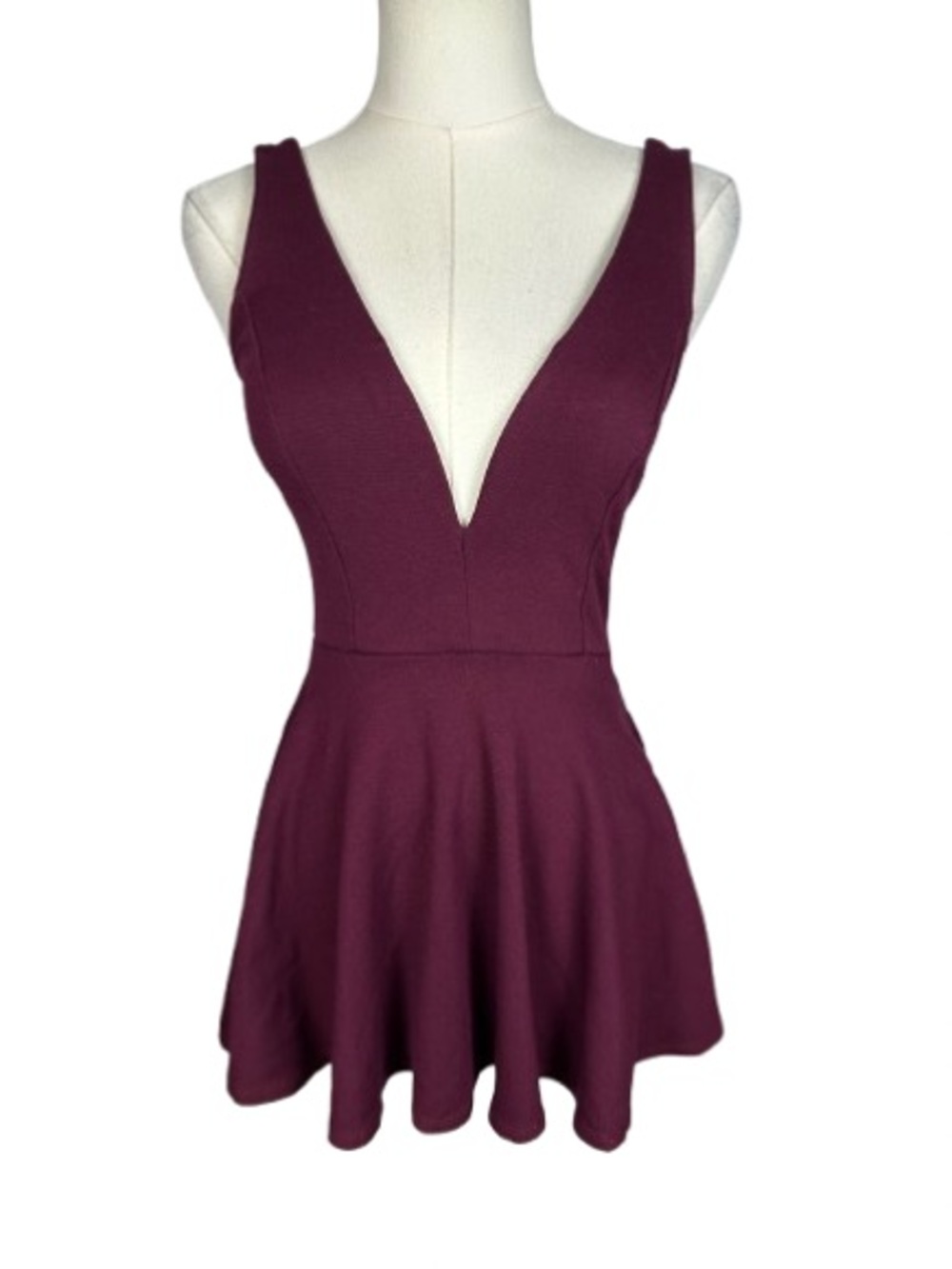 Lulu's Plum V-Neck Fit & Flare Mini Dress